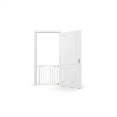 Poarta de siguranta pentru copii, 75-81 cm, extensibila, montare prin presiune, fara gaurire, metal, alb, Guardino 700010