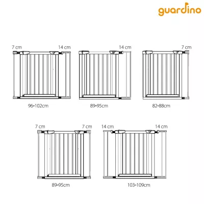 Poarta de siguranta pentru copii, 75-81 cm, extensibila, montare prin presiune, fara gaurire, metal, alb, Guardino 700010