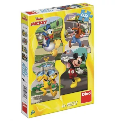 Puzzle 4 in 1 - Plimbare prin oras cu Mickey si prietenii (54 piese)