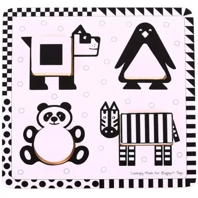 Puzzle alb-negru - Animale si forme - BigJigs