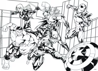 Puzzle de colorat - Avengers (48 de piese)