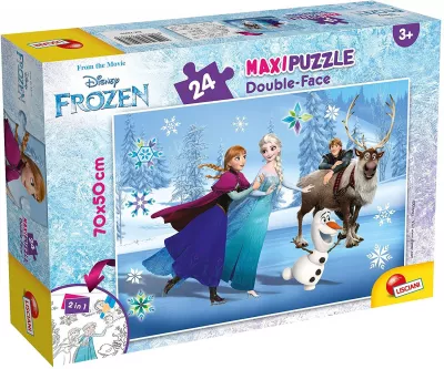 Puzzle de colorat maxi - Frozen la patinoar (24 piese)