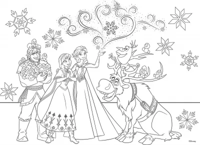 Puzzle de colorat maxi - Frozen la patinoar (24 piese)