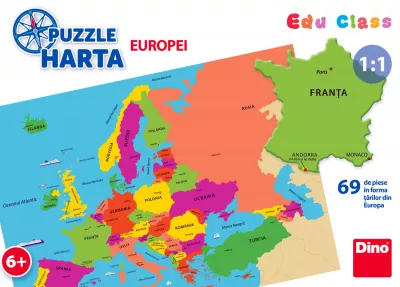 Puzzle geografic - Harta Europei (69 piese)