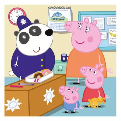 Puzzle 3 in 1 Purcelusa Peppa - Dupa-amiaza fericita (55 piese)