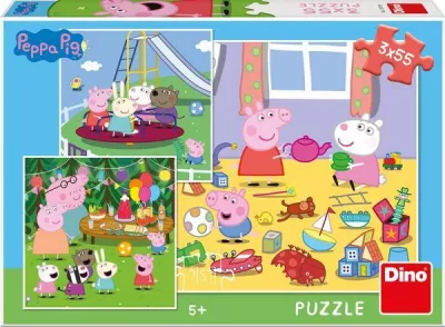 Puzzle 3 in 1 - Purcelusa Peppa in vacanta (55 piese)