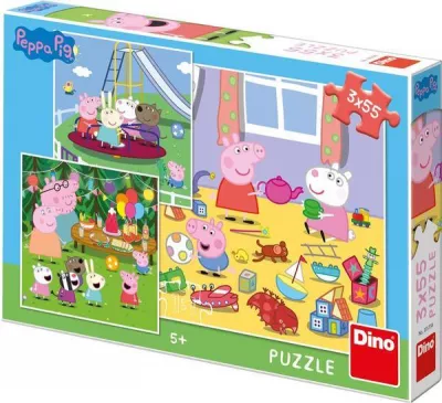 Puzzle 3 in 1 - Purcelusa Peppa in vacanta (55 piese)