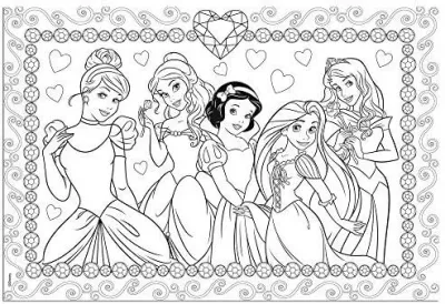 Puzzle de colorat - In lumea Printeselor  (108 piese)