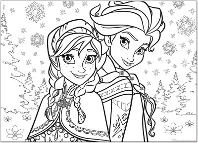 Puzzle de colorat maxi - Anna si Elsa (60 piese)