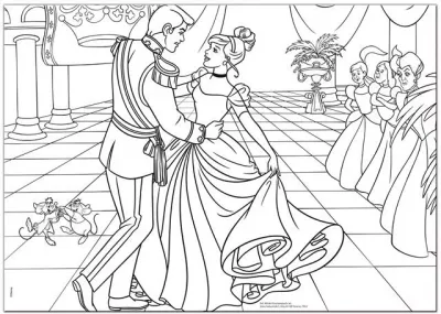 Puzzle de colorat maxi - Cenusareasa la bal (35 piese)