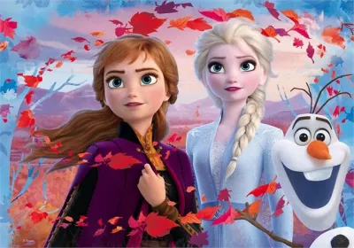 Puzzle de colorat maxi - Elsa, Anna si Olaf (60 piese)