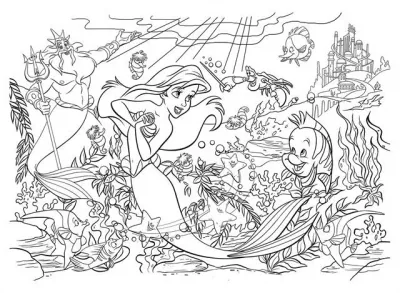 Puzzle de colorat maxi - Mica Sirena (35 piese)
