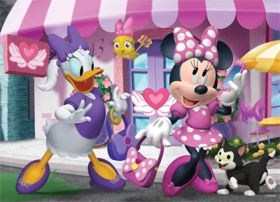Puzzle de colorat maxi - Minnie si Daisy la cumparaturi (35 piese)