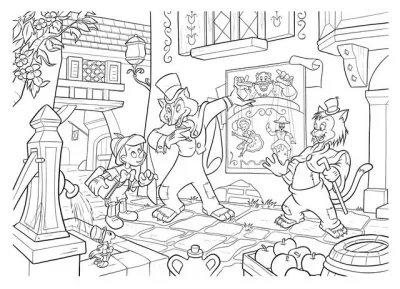 Puzzle de colorat maxi - Pinocchio (35 piese)