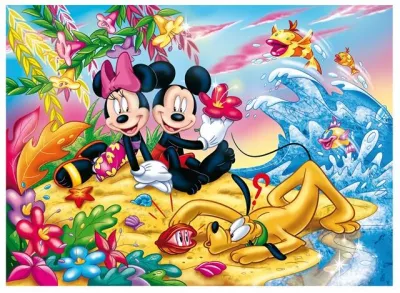 Puzzle de colorat - Mickey la plaja (250 piese)