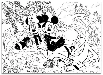 Puzzle de colorat - Mickey la plaja (250 piese)