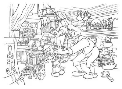 Puzzle de colorat - Pinocchio (108 piese)