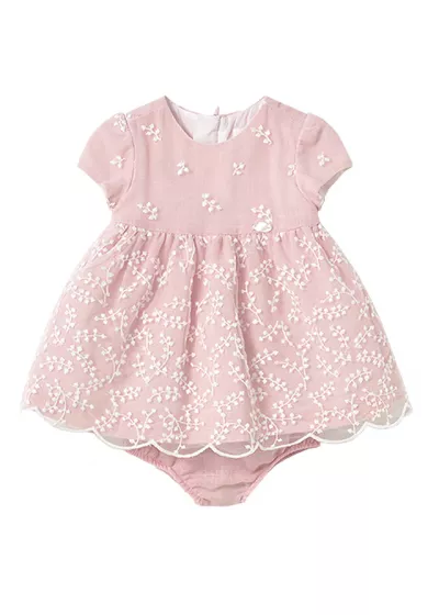 Rochie brodata + chilotei - Roz - Mayoral 4-6 luni