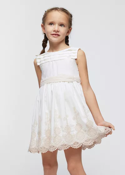 Rochie brodata Better Cotton - bej - Mayoral  