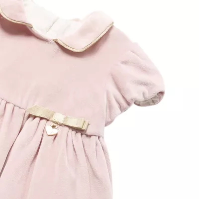 Rochie catifea + boneta - Roz pudrat - Mayoral  18 luni
