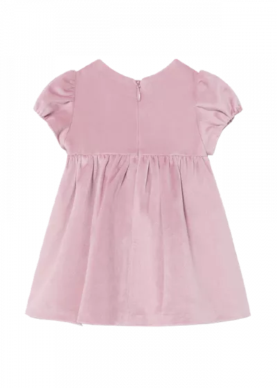 Rochie catifea si boneta - Roz - Mayoral  12 luni