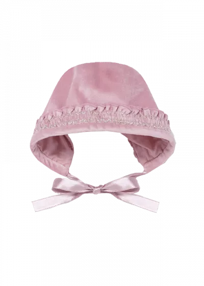 Rochie catifea si boneta - Roz - Mayoral  12 luni