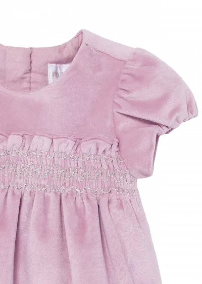 Rochie catifea si boneta - Roz - Mayoral  12 luni