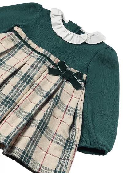 Rochie combinata carouri - verde - Mayoral    24 luni