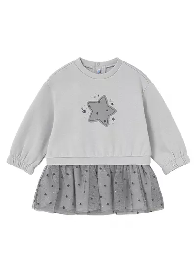 Rochie combinata cu tul - gri - Mayoral 4 ani