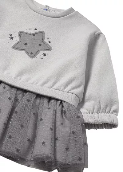 Rochie combinata cu tul - gri - Mayoral 4 ani