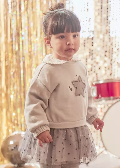 Rochie combinata cu tul - gri - Mayoral 4 ani