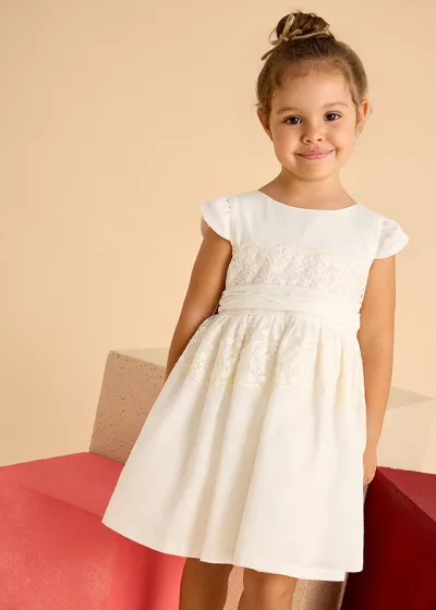 Rochie dantela cu cordon - alb - Mayoral  7 ani