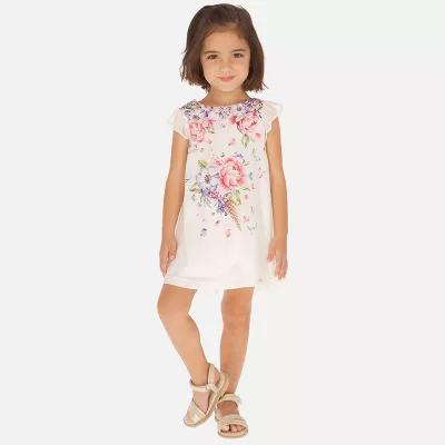 Rochie desene Flori si fluturi 4 ani