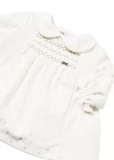 Rochie din catifea cu sclipici - ecru - Mayoral  4-6 luni