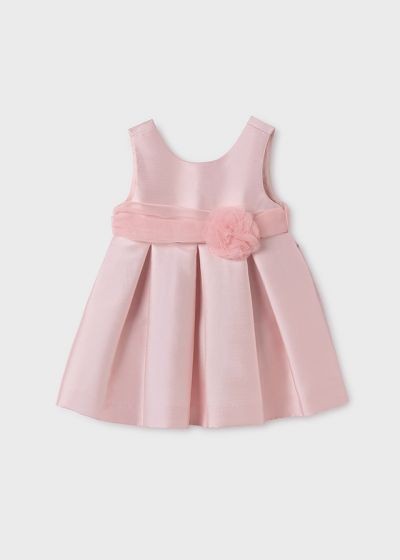 Rochie din mikado Roz cu floare in talie - Abel&lula 6-9 luni
