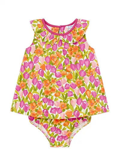 Rochie imprimeu - lalele + chilotei Better Cotton - Mayoral