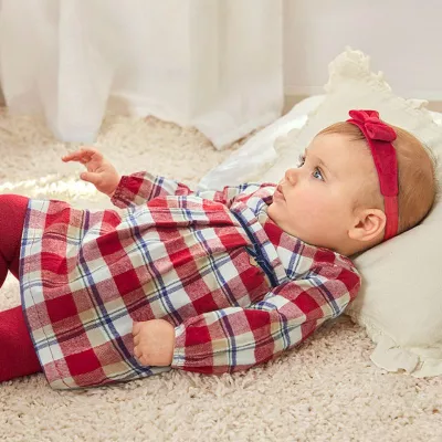 Rochie in carouri pentru nou-nascut ECOFRIENDS 12 luni