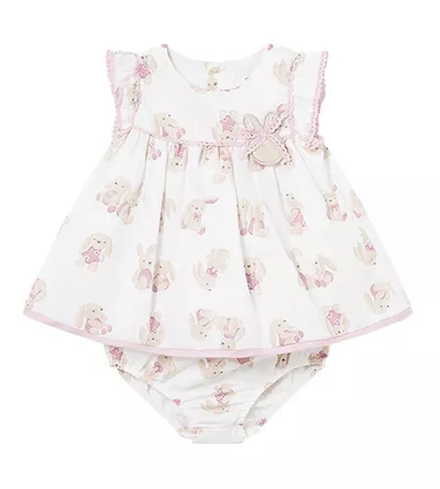 Rochie satin - alb - iepurasi - Mayoral    