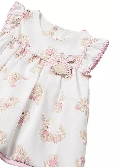 Rochie satin - alb - iepurasi - Mayoral   