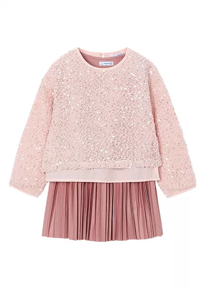Rochie tricot si pulover paiete - roz - Mayoral 6 ani