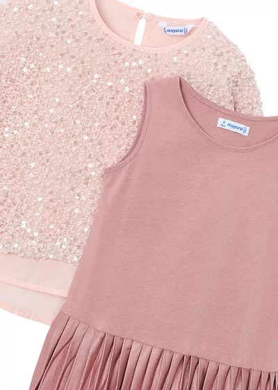 Rochie tricot si pulover paiete - roz - Mayoral 6 ani