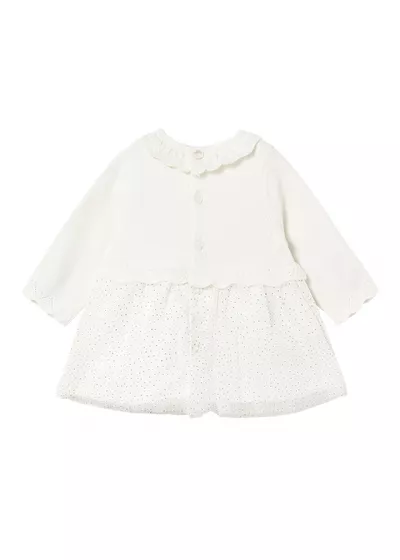 Rochie tricot si tul - alb - Mayoral  