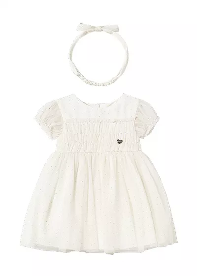 Rochie tul + bentita - Alb - Mayoral 