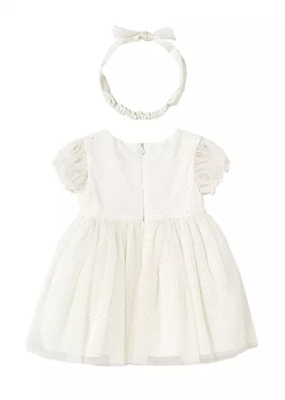 Rochie tul + bentita - Alb - Mayoral 