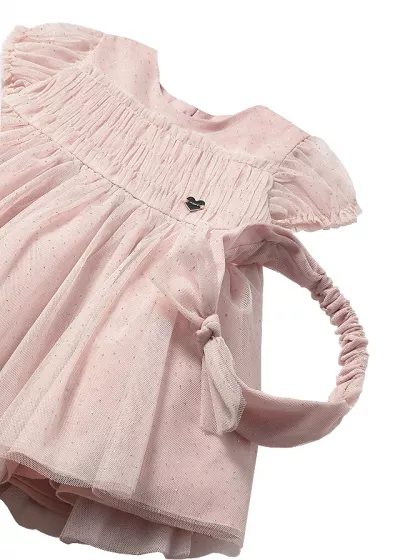 Rochie tul + bentita - Roz - Mayoral 
