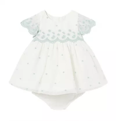 Rochie tul brodat - galben pai/verde - Mayoral       