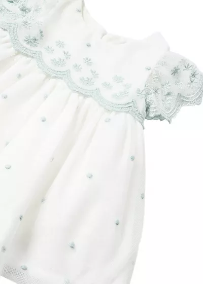 Rochie tul brodat - galben pai/verde - Mayoral       