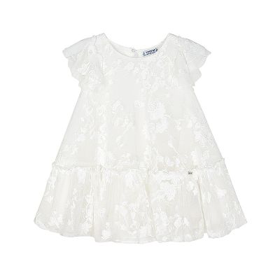 Rochie tul brodat - Alb Floral - Mayoral