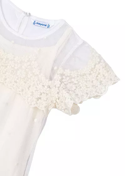 Rochie tul brodata - crem - Mayoral