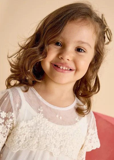 Rochie tul brodata - crem - Mayoral 6 ani